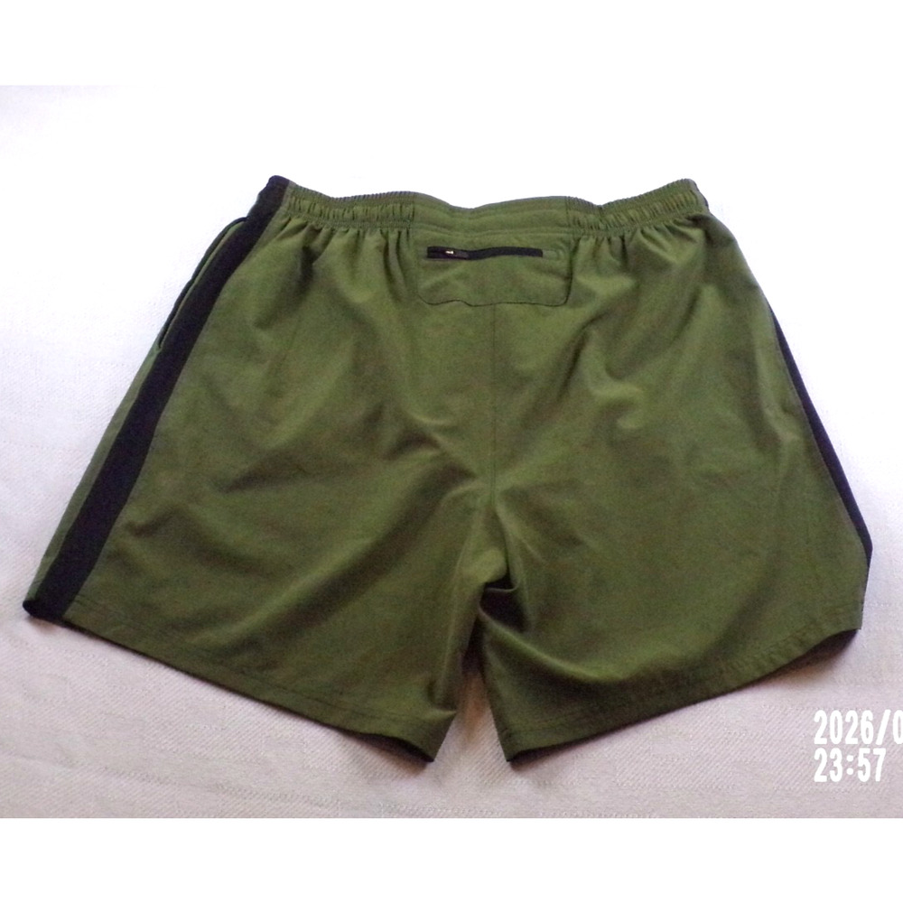 Reebok Men’s XL Running Shorts Olive Green Training Gym Workout Rear Zip Pocket